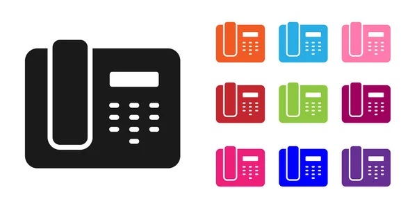 Zwarte Telefoon Uur Support Icoon Geïsoleerd Witte Achtergrond Hele Dag — Stockvector