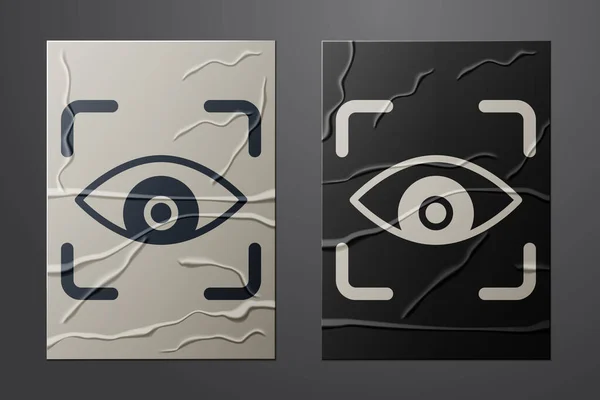 Значок Сканирования Белого Глаза Изолирован Бумажном Фоне Сканирующий Глаз Символ — стоковый вектор