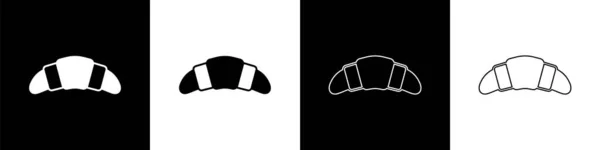 Set Croissant Symbol Isoliert Auf Schwarzem Und Weißem Hintergrund Vektor — Stockvektor