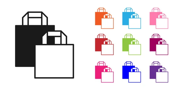 Black Paper Einkaufstasche Symbol Isoliert Auf Weißem Hintergrund Paketschild Setzen — Stockvektor