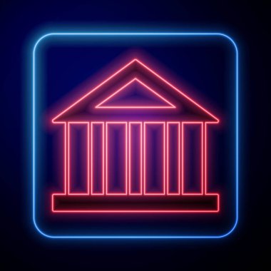 Parlayan neon bankasının simgesi siyah arkaplanda izole edildi. Vektör