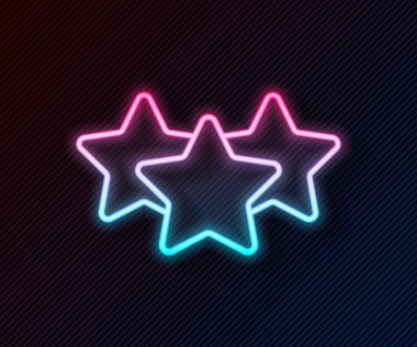 Parlayan neon hattı Beş yıldızlı müşteri ürün değerlendirme simgesi siyah arkaplanda izole edildi. Favori, en iyi derecelendirme, ödül sembolü. Vektör