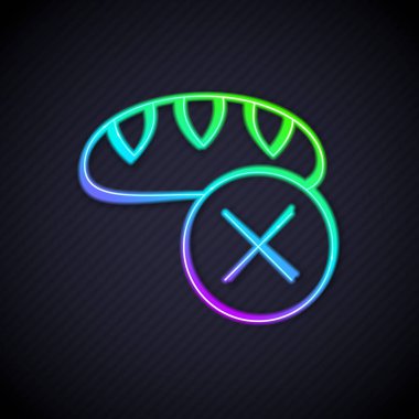 Parlayan neon hattı bağış yiyecek ikonu siyah arka planda izole edildi. Vektör