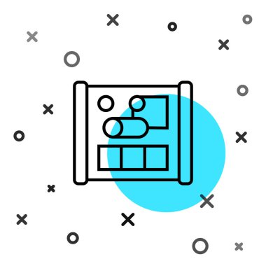 Mühendislik simgesi için siyah çizgi grafik kağıdı beyaz arkaplanda izole edildi. Rastgele dinamik şekiller. Vektör