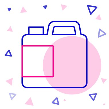 Çamaşır deterjanı, çamaşır suyu, bulaşık deterjanı ya da beyaz arka planda izole edilmiş başka bir temizlik malzemesi için çizgi plastik şişe. Renkli taslak konsepti. Vektör