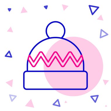 Hat Kış şapkası simgesi beyaz arkaplanda izole edildi. Renkli taslak konsepti. Vektör