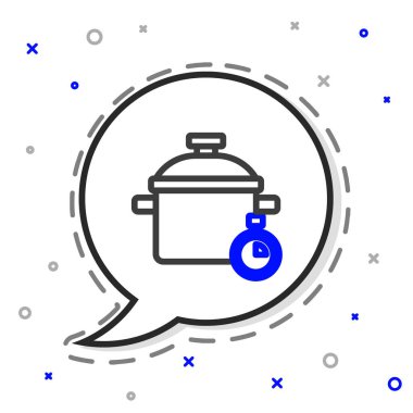 Çizgi Pişirme ikonu beyaz arkaplanda izole edildi. Haşlama ya da güveç besin sembolü. Renkli taslak konsepti. Vektör