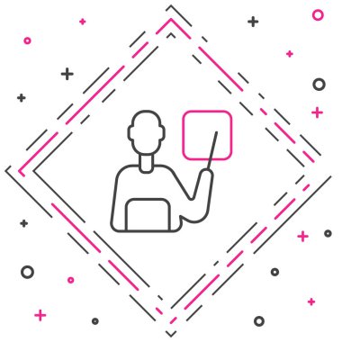 Çizgi Öğretmeni simgesi beyaz arkaplanda izole edildi. Renkli taslak konsepti. Vektör