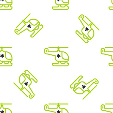 Kurtarma helikopteri simgesi beyaz arka planda izole edilmiş. Ambulans helikopteri. Vektör