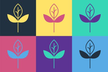 Pop Art Leaf ikonu Pop Art 'ı soyutladı. İşaret bırakıyor. Taze doğal ürün sembolü. Vektör