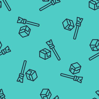 Siyah çizgi Isometric küp simgesi yeşil arkaplanda izole edilmiş pürüzsüz desen. Geometrik küp katı simge. 3 boyutlu kare işareti. Kutu sembolü. Vektör