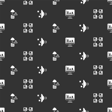 Grafik grafiği, hiyerarşi organogramı, bulut teknolojisi veri transferi ve filtre ayarlarını kusursuz bir şablona ayarla. Vektör