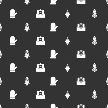 Noel balosunu, ağacı, eldiveni ve kartpostalı kusursuz bir şekilde ayarlayın. Vektör