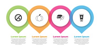 Et yok, balkabağı yok, vegan besin diyeti ve organik kozmetik. Ticari bilgi şablonu. Vektör