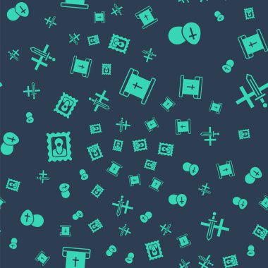 Hristiyan haçı, Paskalya yumurtası, Hıristiyan ikonu ve Haçlı Seferi 'ni kusursuz bir şekilde yerleştirin. Vektör