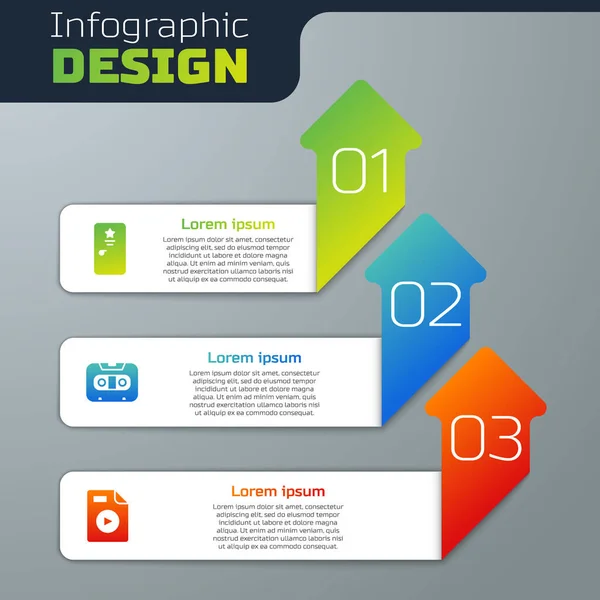 Set Backstage, Retro audio cassette tape and AVI file document. Business infographic template. Vector — Vetor de Stock