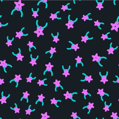 Kolye ikonundaki çizgi pentagram siyah arka planda izole edilmiş. Sihirli okült yıldız sembolü. Vektör