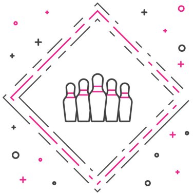 Çizgi Bowling pin simgesi beyaz arkaplanda izole edildi. Renkli taslak konsepti. Vektör