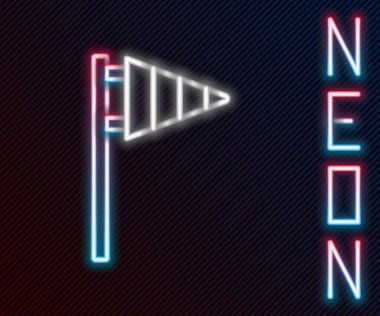 Parlayan neon hattı Golf bayrağı simgesi siyah arkaplanda izole edildi. Golf ekipmanı ya da aksesuar. Renkli taslak konsepti. Vektör