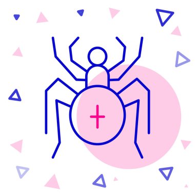 Örümcek çizgi simgesi beyaz arkaplanda izole edildi. Mutlu Cadılar Bayramı Partisi. Renkli taslak konsepti. Vektör