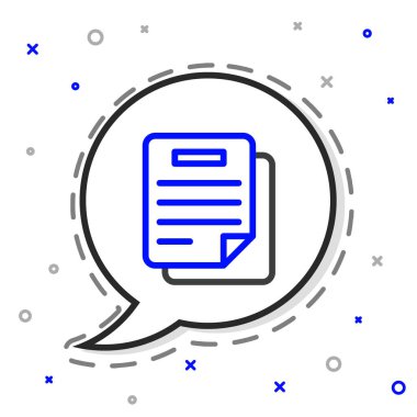 Beyaz arkaplanda satır belgesi simgesi izole edildi. Dosya simgesi. Kontrol listesi simgesi. İş konsepti. Renkli taslak konsepti. Vektör