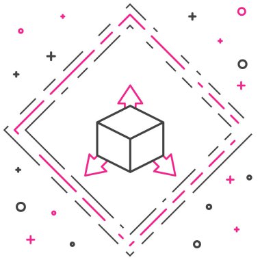 Beyaz arkaplanda Isometric küp simgesi izole edildi. Geometrik küp katı simge. 3 boyutlu kare işareti. Kutu sembolü. Renkli taslak konsepti. Vektör