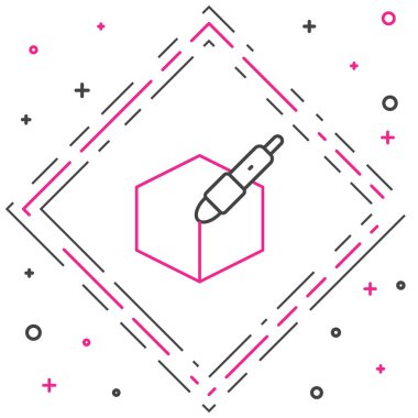 Satır 3d kalem aracı simgesi beyaz arkaplanda izole edildi. Renkli taslak konsepti. Vektör