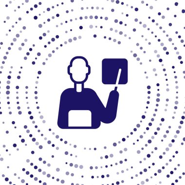 Mavi Öğretmen simgesi beyaz arkaplanda izole edildi. Soyut çember rastgele noktalar. Vektör