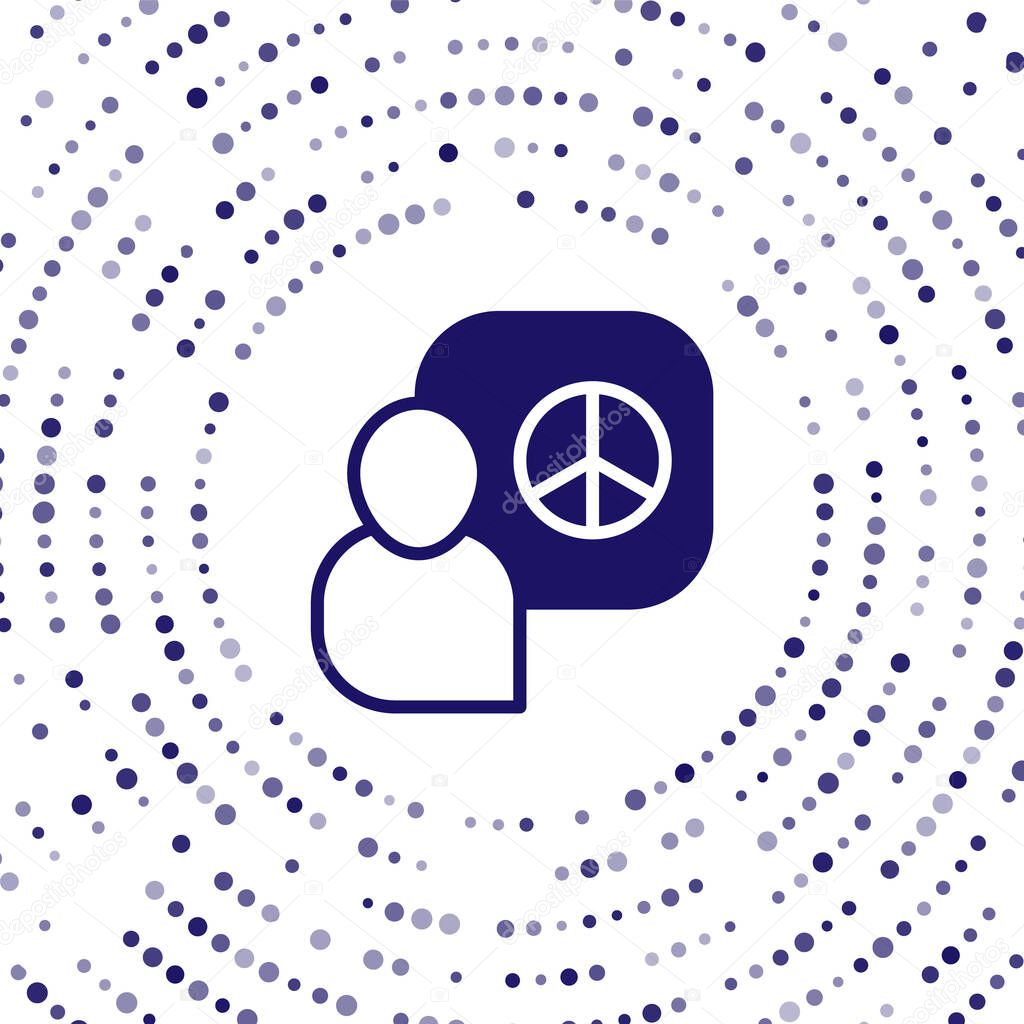 Blue Peace talks icon isolated on white background. Abstract circle random dots. Vector.