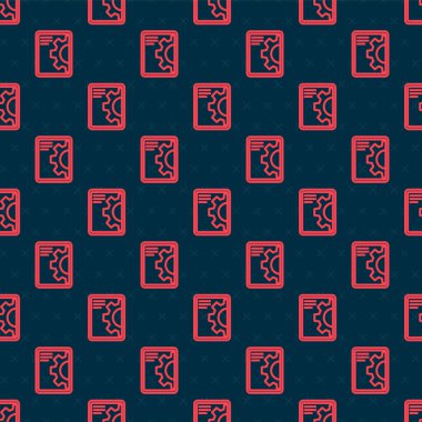 Kırmızı çizgi Yazılım, Web Geliştirme, programlama konsepti simgesi siyah arkaplanda izole edilmiş kusursuz desen. Ekran tabletinde programlama dili ve kod. Vektör