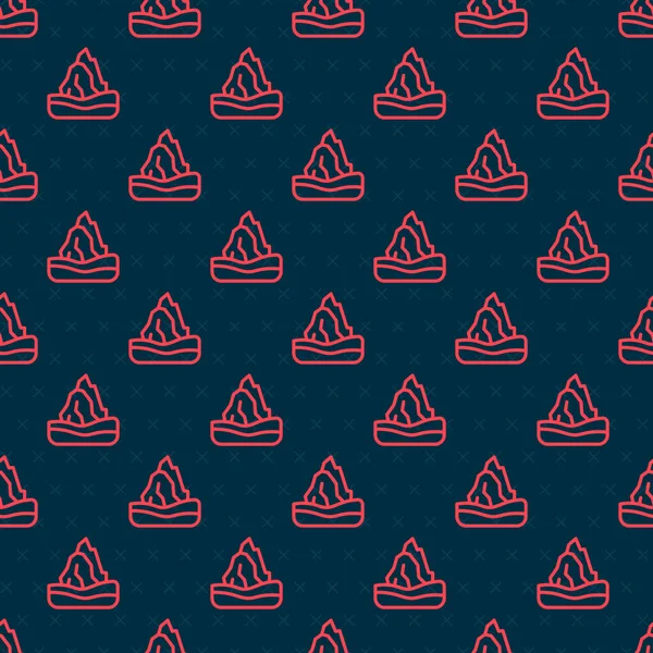 Röd linje Iceberg ikon isolerad sömlös mönster på svart bakgrund. Vektor — Stock vektor