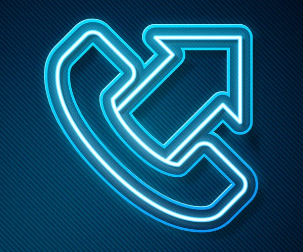 Świecąca neonowa linia Telefon 24-godzinna ikona wsparcia odizolowana na niebieskim tle. Całodniowy call-center obsługi klienta. Pełny etat. Wektor — Wektor stockowy