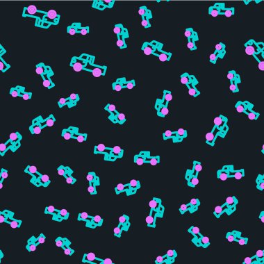 Çizgi kamyonet simgesi siyah arka planda izole edilmiş. Vektör.