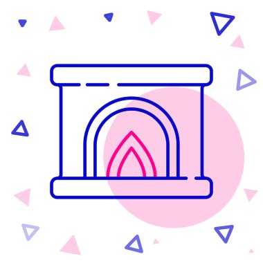 Beyaz arka planda izole edilmiş çizgi iç şömine ikonu. Renkli taslak konsepti. Vektör.