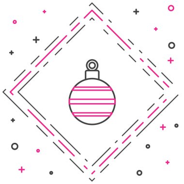 Beyaz arka planda izole edilmiş çizgi Noel topu ikonu. Mutlu Noeller ve mutlu yıllar. Renkli taslak konsepti. Vektör.