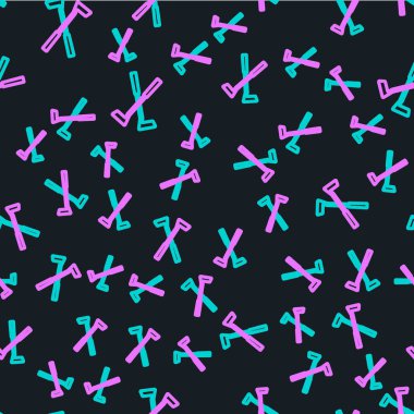 Çizgiyi aşan golf sopası ikonu siyah arka planda izole edilmiş. Vektör.