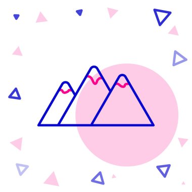 Çizgi Dağları simgesi beyaz arkaplanda izole edildi. Zaferin ya da başarının sembolü. Renkli taslak konsepti. Vektör.