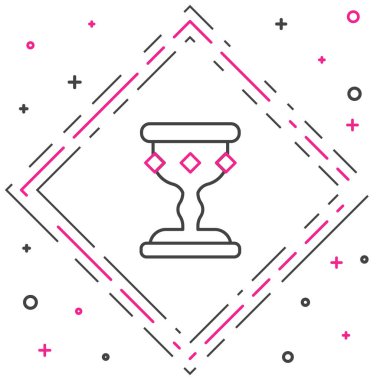 Orta Çağ çizgi kadeh simgesi beyaz arkaplanda izole edildi. Renkli taslak konsepti. Vektör.