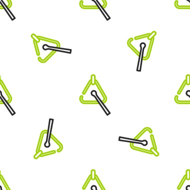 Çizgi Üçgeni müzik aleti simgesi beyaz arkaplanda kusursuz desen izole etti. Vektör.