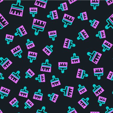 Çizgi fırçası simgesi siyah arkaplanda izole edilmiş kusursuz desen. Vektör.