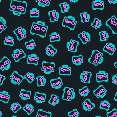 Seyahat simgesi için bavul siyah arkaplanda izole edilmiş kusursuz desen. Seyahat bagaj tabelası. Seyahat bagaj ikonu. Vektör.