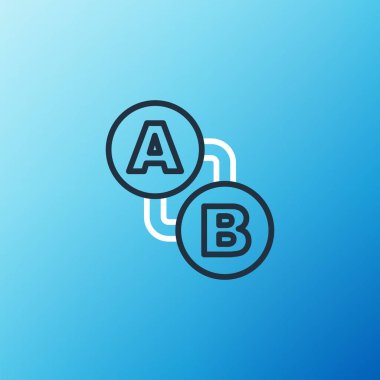 Satır Rotası konumu simgesi mavi arkaplanda izole edildi. Harita işaretçisi işareti. Yol ya da yol kavramı. GPS navigatörü. Renkli taslak konsepti. Vektör.