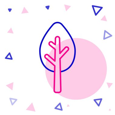 Beyaz arkaplanda çizgi ağacı simgesi izole edildi. Orman sembolü. Renkli taslak konsepti. Vektör.