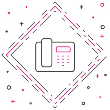 Hat Telefonu, beyaz arkaplanda 24 saatlik destek ikonu izole edildi. Tüm gün müşteri destek merkezi. Tam zamanlı çağrı servisi. Renkli taslak konsepti. Vektör.