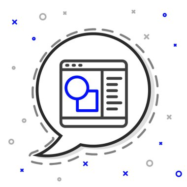 Satır 3D yazıcı simgesi beyaz arkaplanda izole edildi. 3D baskı. Renkli taslak konsepti. Vektör.