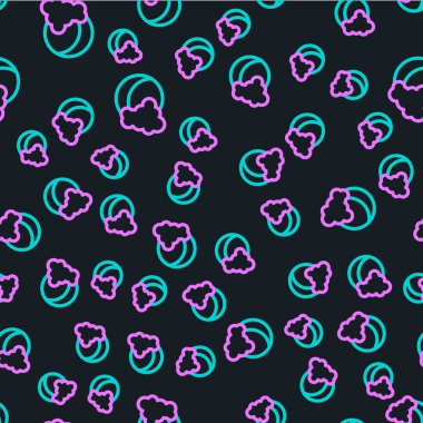 Çizgi Ay ve yıldızlar simgesi siyah arkaplanda izole edilmiş. Vektör.