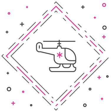 Kurtarma helikopteri simgesi beyaz arkaplanda izole edildi. Ambulans helikopteri. Renkli taslak konsepti. Vektör.