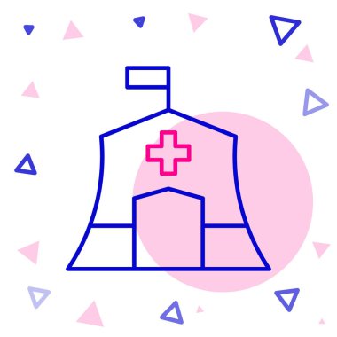 Hat Acil Yardım Çadırı simgesi beyaz arka planda izole edildi. Afet yardımı sağlayın. Renkli taslak konsepti. Vektör.