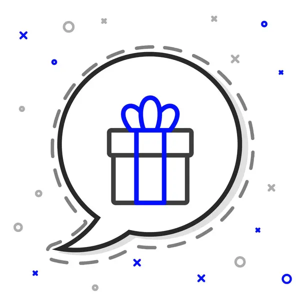 Line Gift Box Icoon Geïsoleerd Witte Achtergrond Vrolijk Kerstfeest Gelukkig — Stockvector