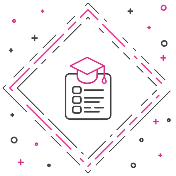 Line Online Education Graduation Icon Ізольовано Білому Тлі Онлайн Вчитель — стоковий вектор